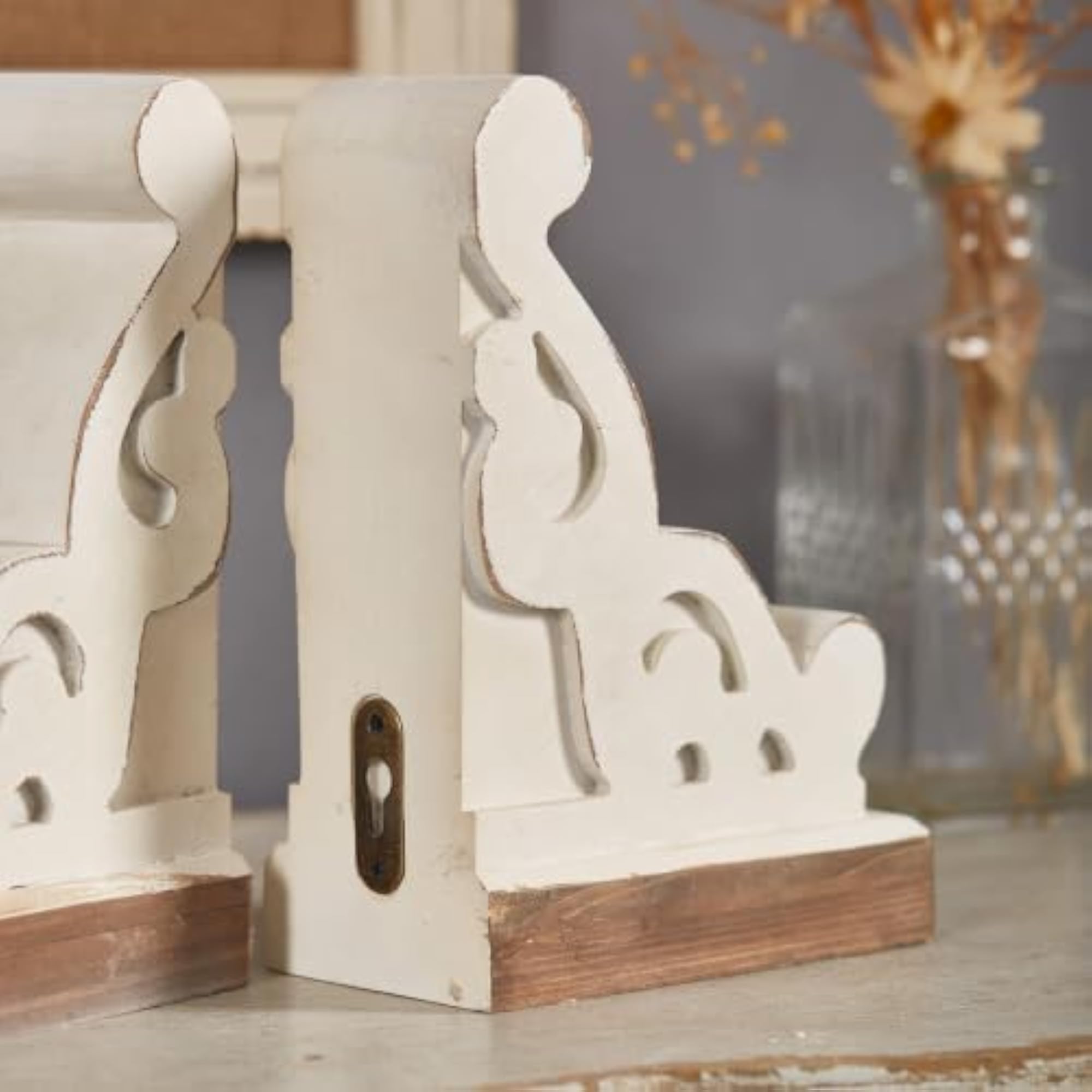 Rustic White Wood Decorative Bookends